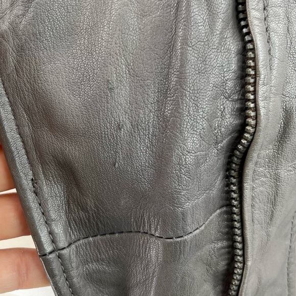 Muubaa Nassau Leather Biker Jacket in Storm Grey Moto Leather Jacket Size US 8 - Picture 9 of 13